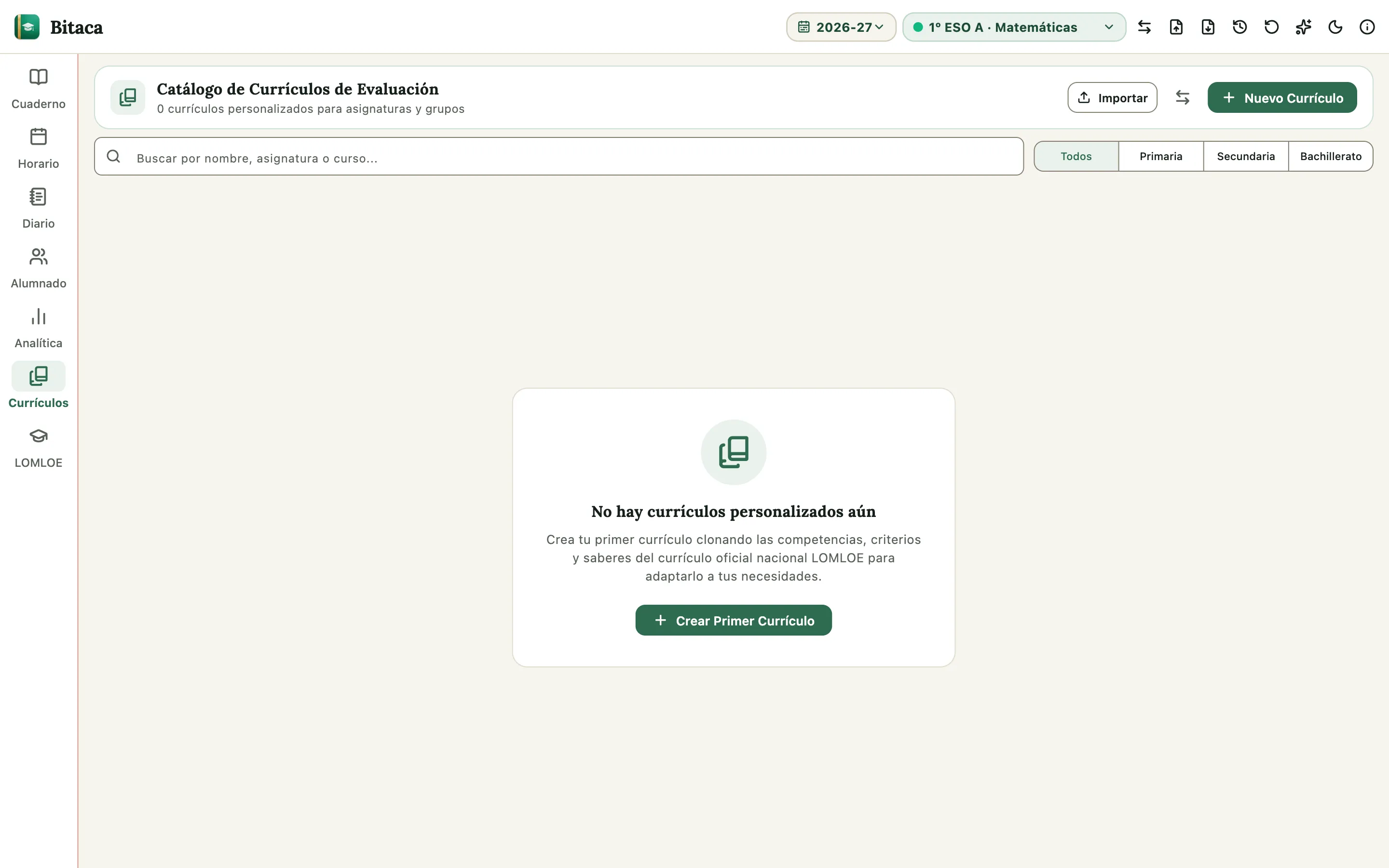 Catálogo de currículos de evaluación